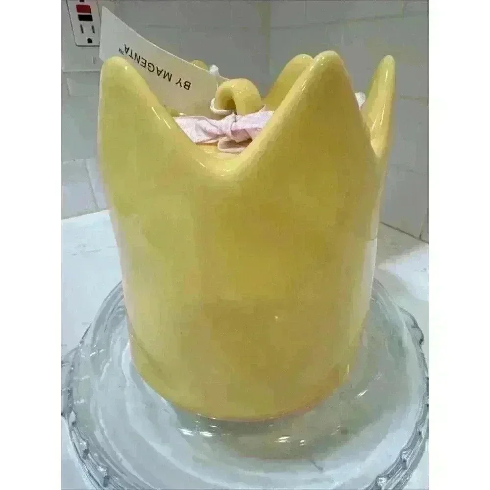 Rae Dunn Majestic Crown Birdhouse Yellow Ceramic New With Tags